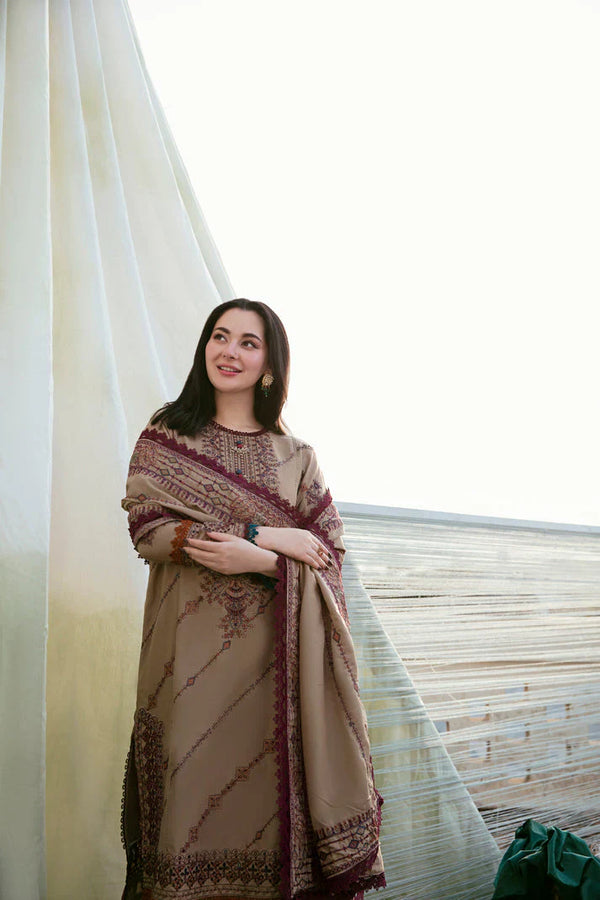 '-3PC DHANAK EMBROIDERED UNSTICHED SUIT V258
