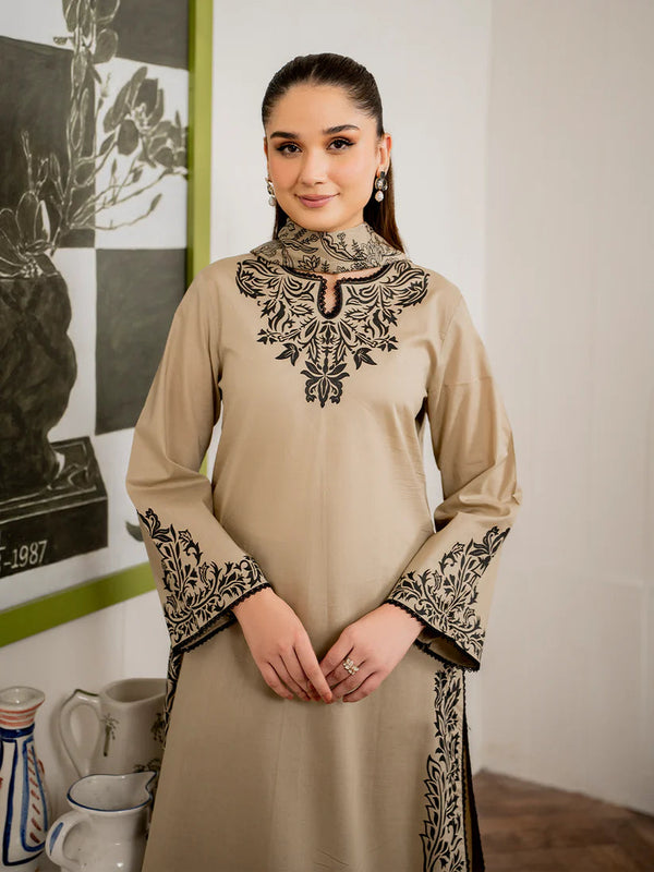3PC DHANAK EMBROIDERED UNSTITCHED DRESS V221