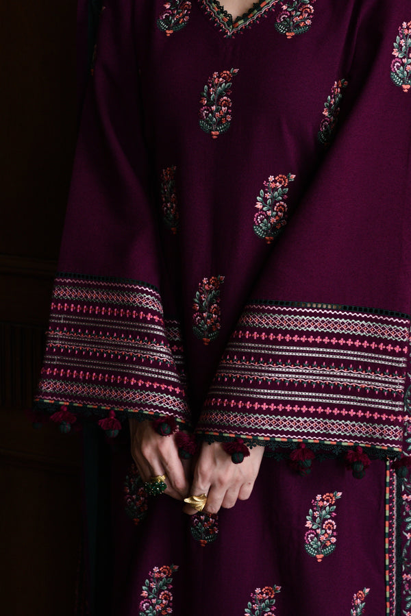 '-3PC LAWNEMBROIDERED SHIRT WITH LawnEMBROIDERED SHAWL AND TROUSER- 678
