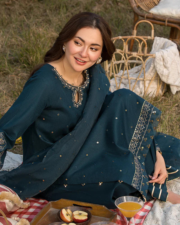 Lawn-3PC Embroidered Shirt with Organza Sequence Embroidered Dupatta V1350