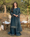 Lawn-3PC Embroidered Shirt with Organza Sequence Embroidered Dupatta V1350