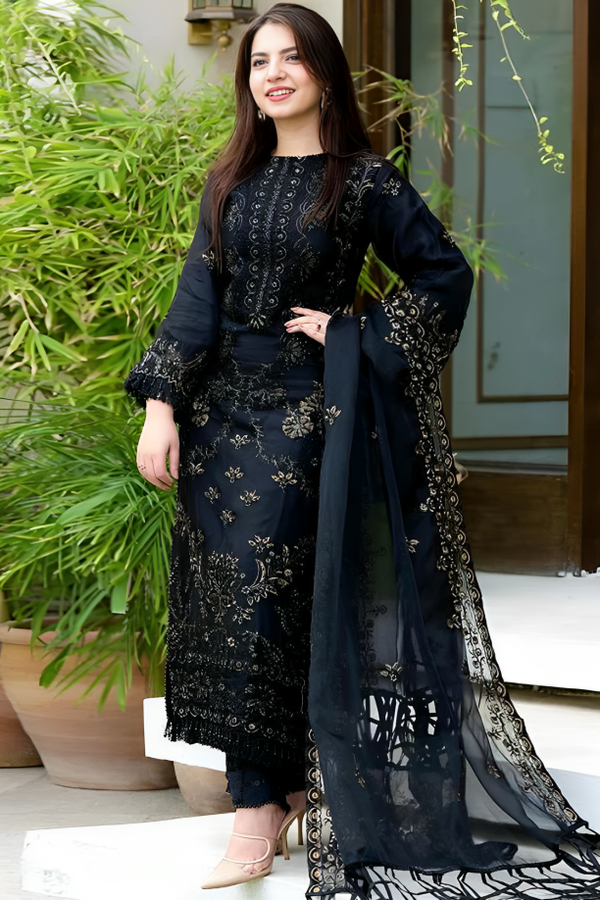 Linen 3PC Embroidered V102