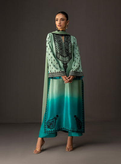 3 Piece Unstitched Embroidered and Printed SIlk V227