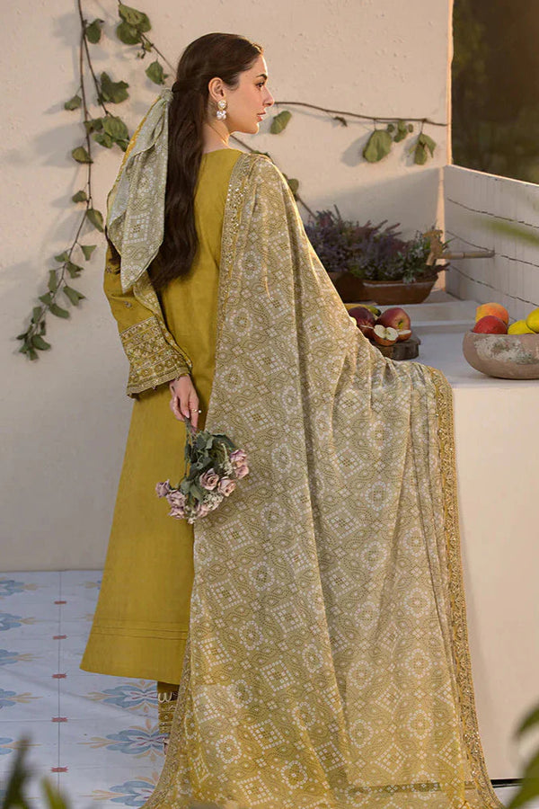 Dhanak-3PC Embroidered Shirt with Twill Printed Shawl V260